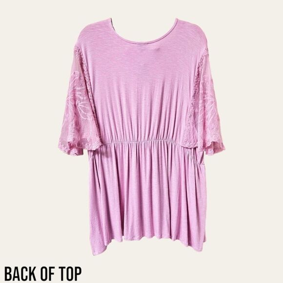 TORRID NEW PLUS SIZE Knit Crew Neck Lace Dolman Sleeves Babydoll Top 4X - Picture 10 of 16